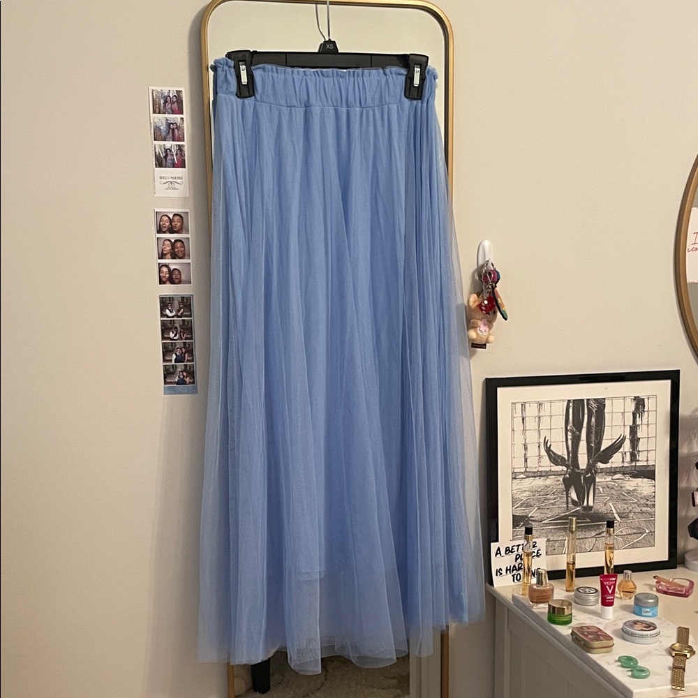 Periwinkle Blue Tulle Maxi Skirt
